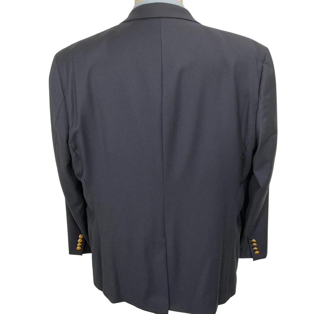 Ralph Lauren Blazer Mens 46R Navy Gold‎ Shield Buttons Jacket Sport Coat Wool